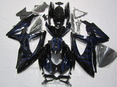 Black Blue Flame 2008-2010 GSXR 600 Motorcycle Fairings